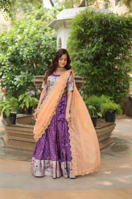 LW 7126 Jequard Purple Cheap lehenga market in Delhi
